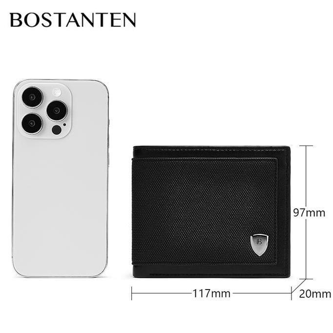BOSTANTEN Dompet Pria Pendek Dompet Cowok Lipat Hitam