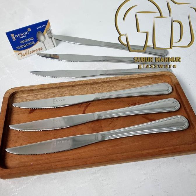 New- [6 Pcs] Pisau Steak Motif Garis Hotel Stainless Steel Knife (Line-Stk)