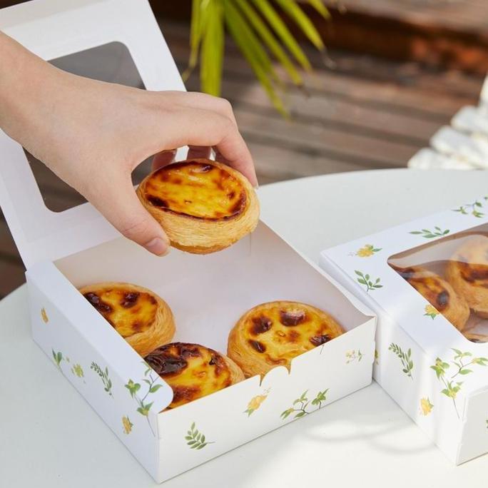 Tmpt- 10Pcs Egg Tart Box Kotak Kue Donut Dessert Box Egg Tart Box Pie Soes