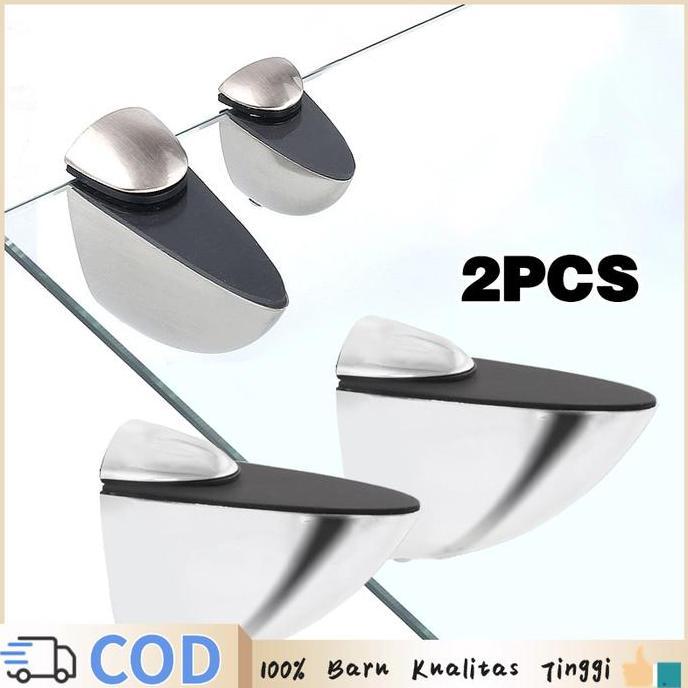 2pcs Jepitan Kaca Ambalan Kaca Jepit Penjepit Kaca Meja Bahan Paduan Seng Ambalan Jepit Kaca