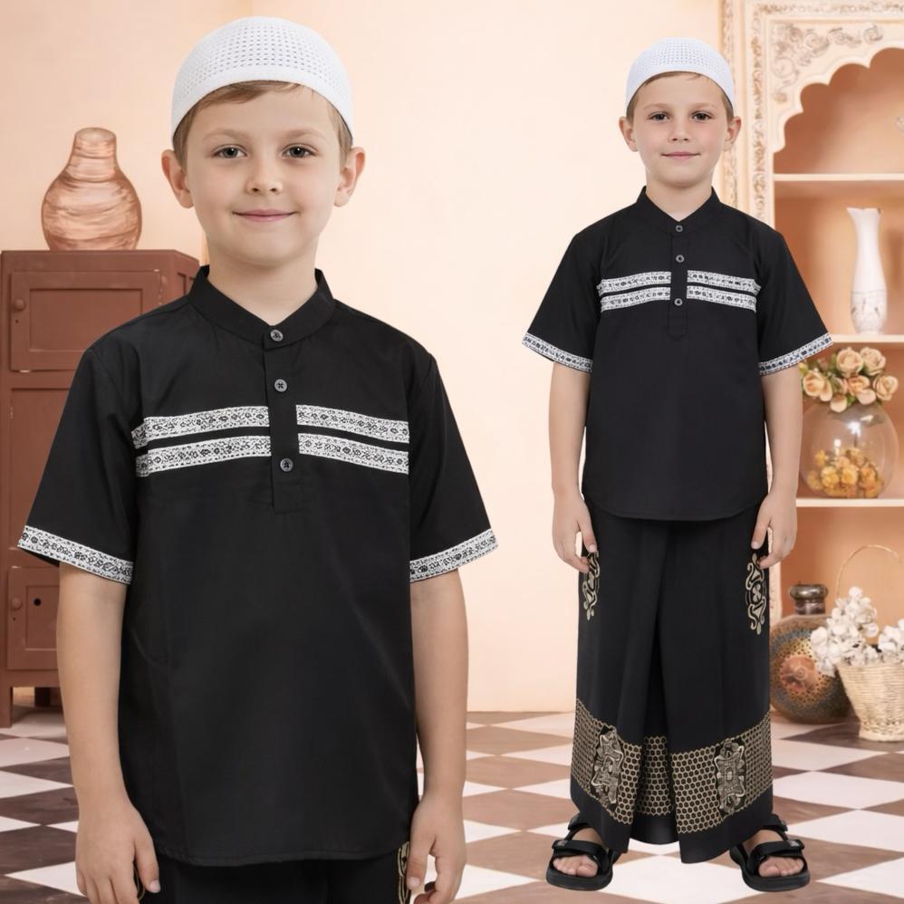 GARANSI FREE ONGKIR BAJU  KOKO ZEHAN  3 in 1  SARUNG KOKO PECI BUAT ANAK 1-10 THUN MOTIF BAGUS UDAH 