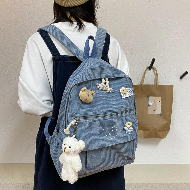 HOT SALE KINOKIMI - RANSEL WANITA CANTIK - RANSEL SEKOLAH - RANSEL CORDUROY - BACKPACK ANAK - TAS CE