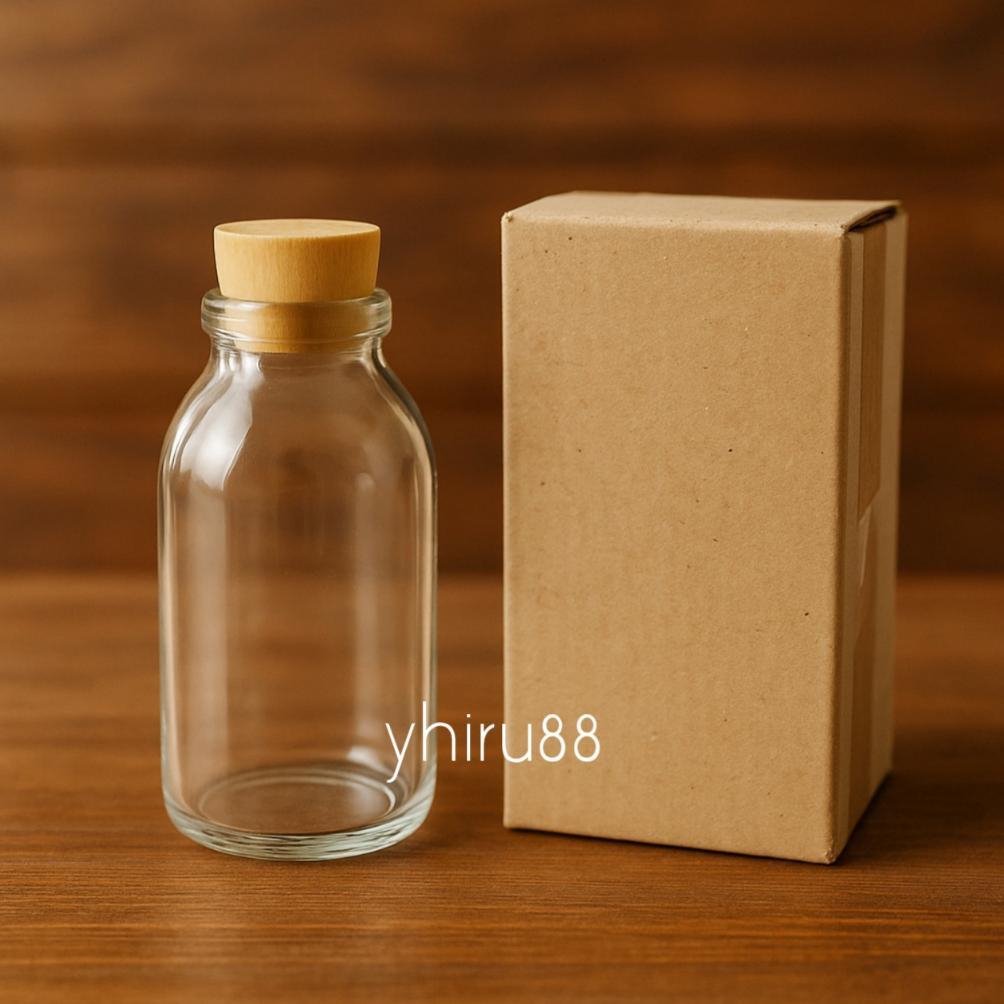 / 8 ( DELAPAN )   PCS  BOTOL KACA 50 / 100 ML + TUTUP KAYU  /  GROSIR BOTOL HIASAN / SOUVENIR BOTOL 