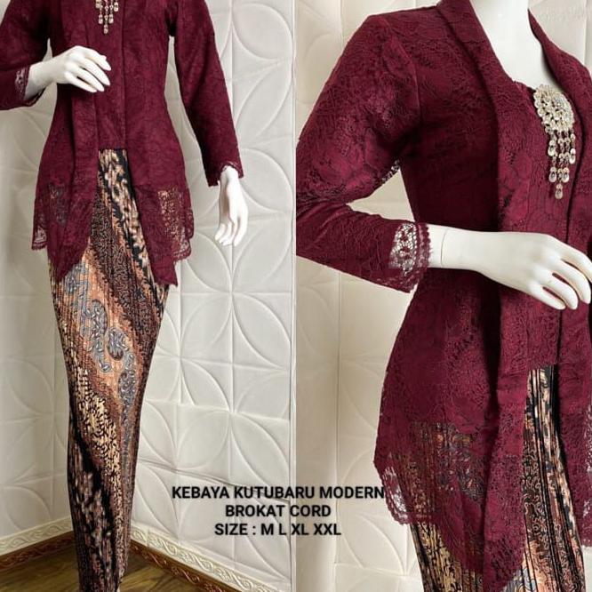 Atasan Kebaya Brokat Modern Set Kebaya Kutu Baru Brokat Lengan Panjang Lidya Baju Kondangan Wanita D