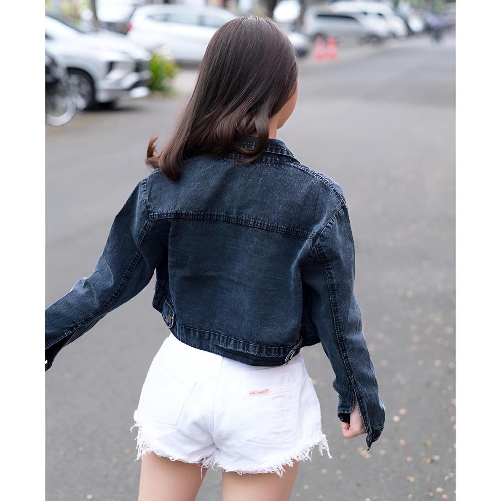 BESTPROMO Rawles Official - JAKET JEANS CROP EMALIA DENIM PREMIUM UKURAN L-XXL / ATASAN / BLOUSE / B