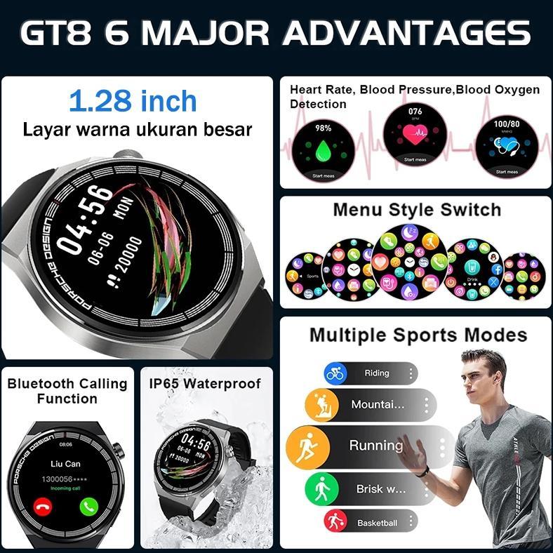 Big Promo Samsung Gt8 Smartwatch Pria - Bluetooth Panggilan Pemantauan Kesehatan Olahraga Tahan Air 