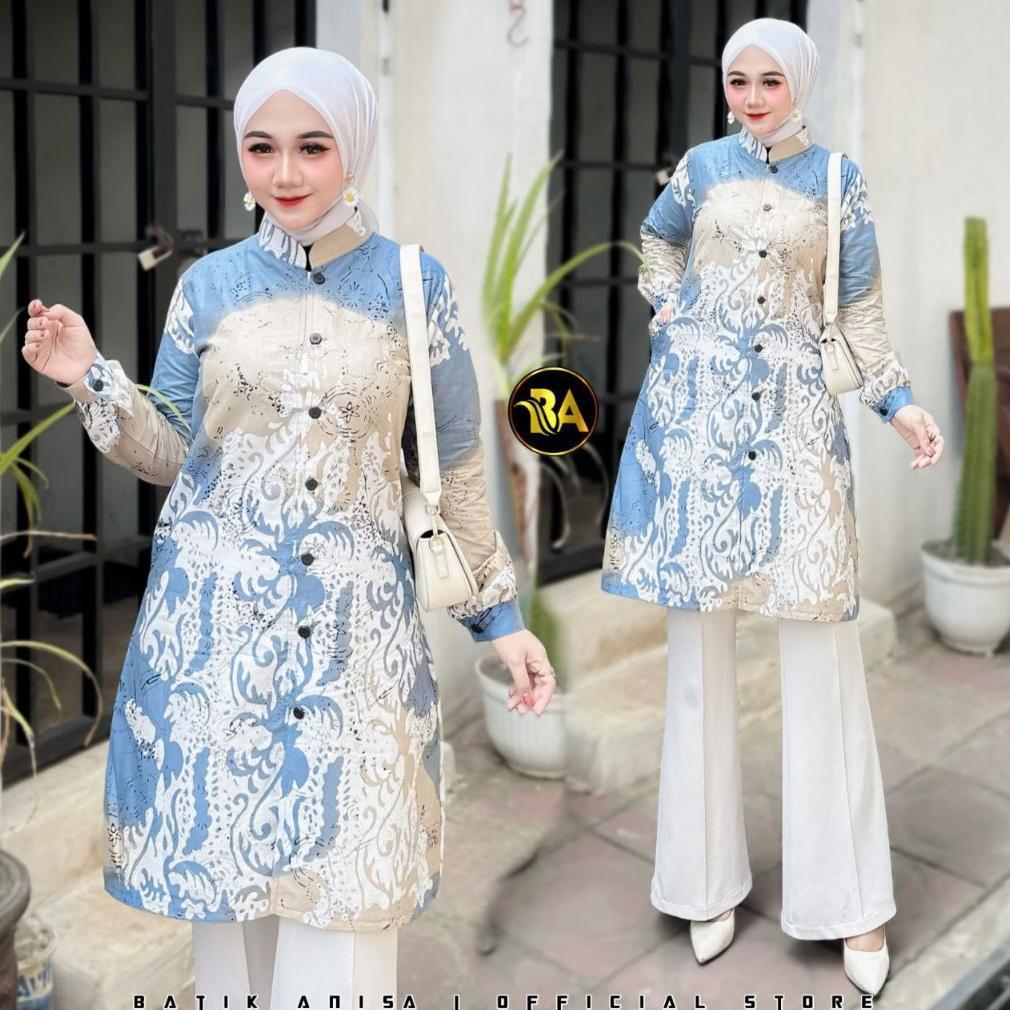 NEW Tunik Batik Wanita Modern Dress Batik Wanita Jumbo Tunik Batik Model Kancing