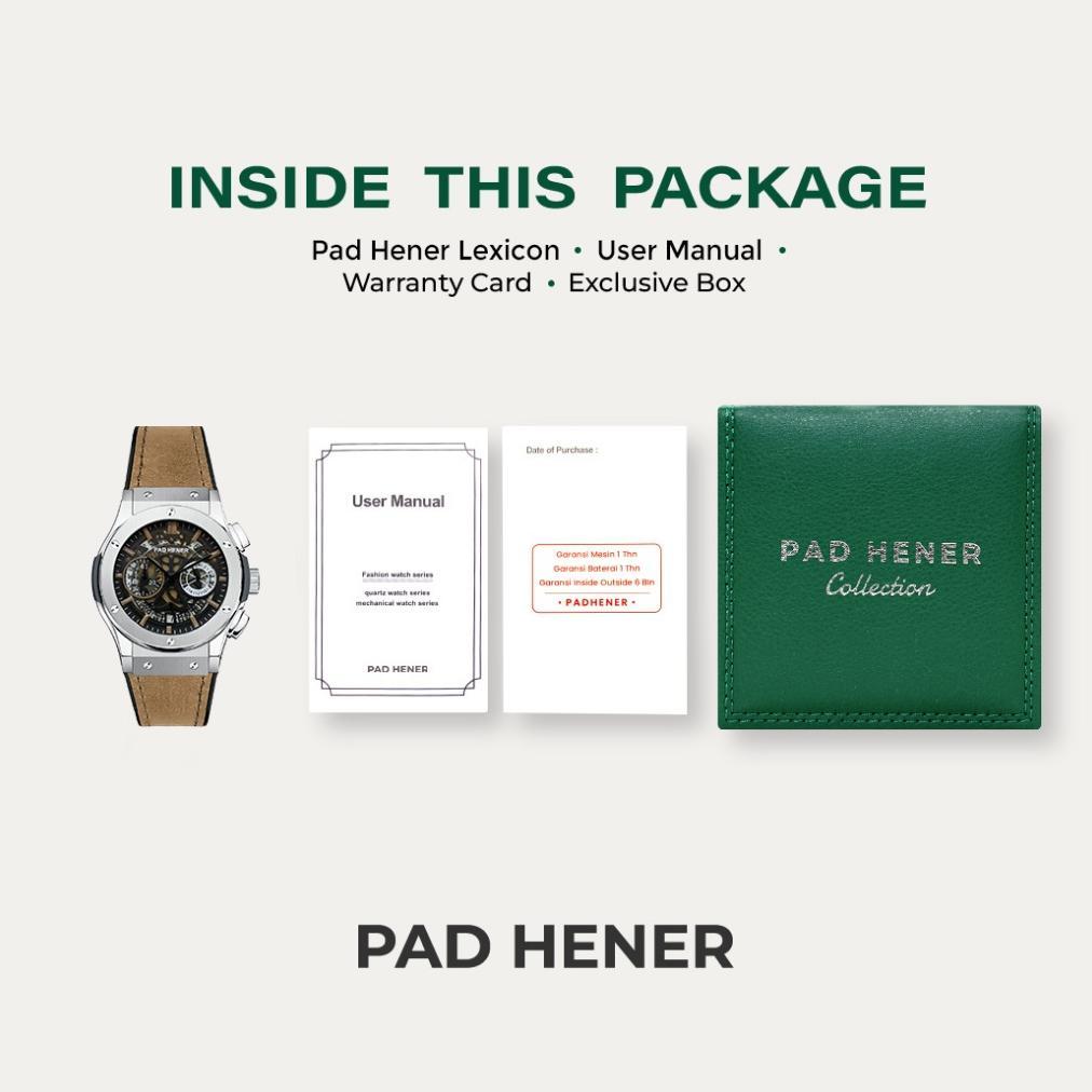 PREMIUM PAD HENER LEXICON ANALOG QUARTZ LEATHER SUEDE JAM TANGAN PRIA WANITA ORIGINAL 42MM