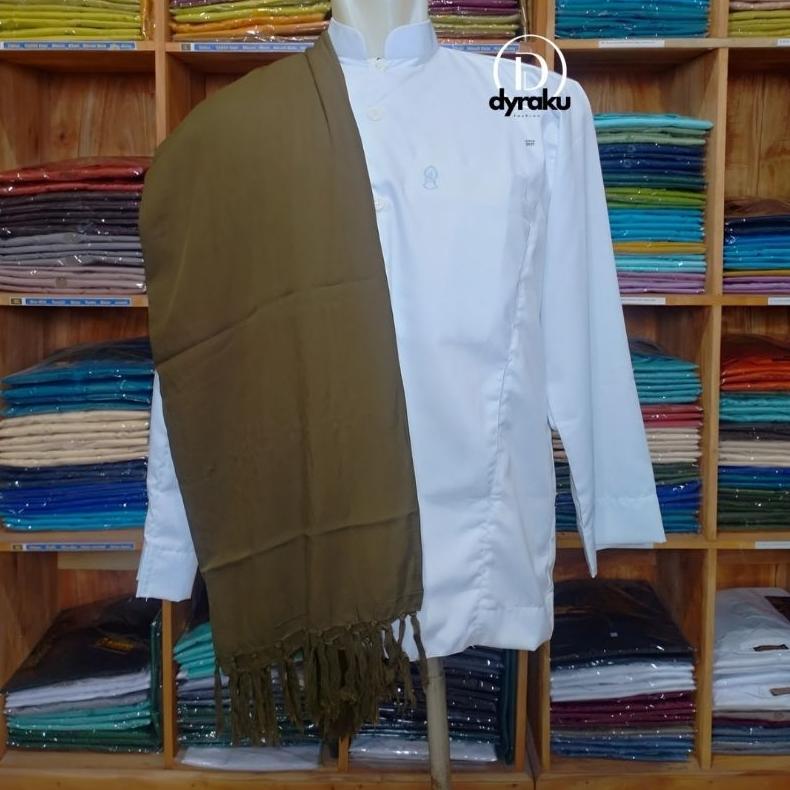 ORIGINAL Sorban Gus Iqdam Sorban Rida Polos Panjang Sorban Sholat Polos Rawis Warna Hitam Putih Lemb