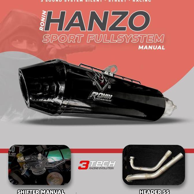 // MOTOR SPORT & BEBEK 110CC -160CC RONIN HANZO KNALPOT 3 SUARA 3TECH ORIGINAL DAN BEGARANSI RESMI F