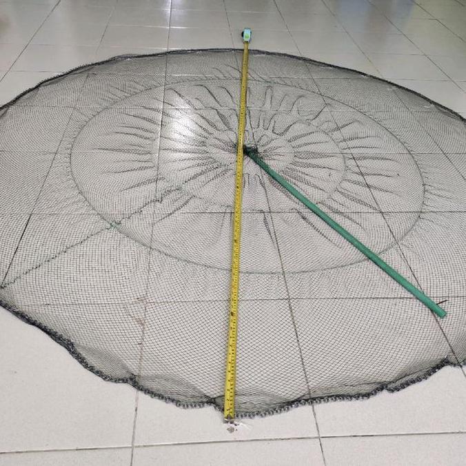 JALA IKAN JALA UDANG 1,5 METER FULL MEKAR BAHAN NILON LUBANG JARI KELINGKING PEMERAT TIMAH SUPER NO 