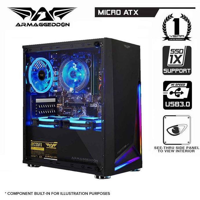 Oassi- Casing Gaming Pc Armageddon Nimitz N5 Aurora Micro Atx Matx M-Atx With Tampered Glass Side Sa