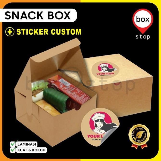 Paket Combo Box Kotak Dus SNACK BOX + Stiker Logo Custom