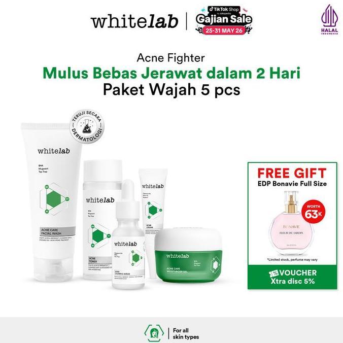 SOBIREN_SHOP - WHITELAB 5PCS PAKET ACNE LENGKAP - FACIAL WASH, TONER, SERUM, MOISTURIZER, ACNE CREAM