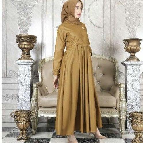 termurah realpict gamis pns pemda pdh seragam kantor model lizy/bahan toyobo ori/warna khaki tua/rea