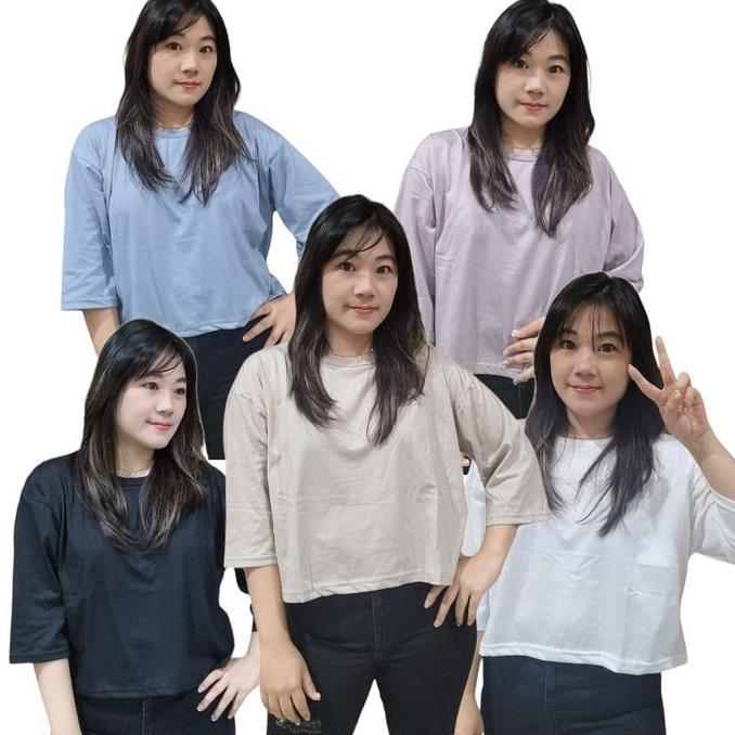 Girly- Hellohokky Crop Top Jumbo Oversize Lengan 7/8 Katun Ld 120 Xxl Hijab Friendly