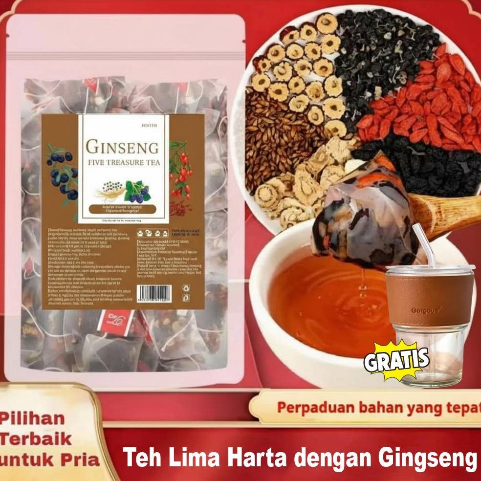 [Beli 1 Gratis 1] Teh Lima Harta Dengan Ginseng 5G X 25Pcs Halal/ Bottle Teh Herbal Penguat Ginjal P