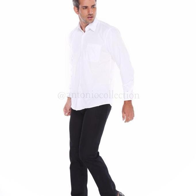 Men- Kemeja Pria Putih Polos Lengan Panjang / Seragam Baju Lapangan Kantor