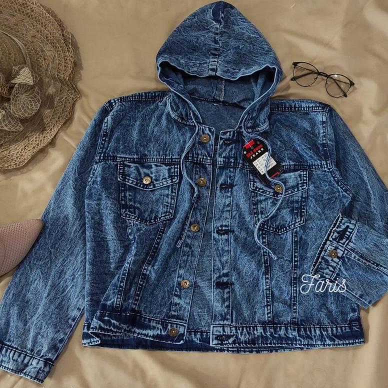 CUCI GUDANG Jaket Jeans Tali Belakang Crop Oversize Wanita Jaket Denim Terbaru