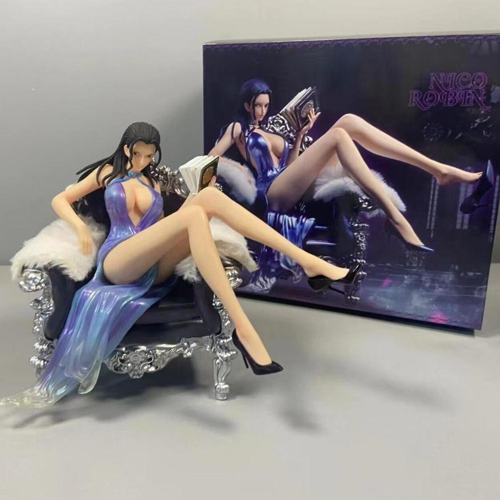 Mainan 17CM patung Manga 1 buah Nico Robin kursi berbaring postur seksi anak perempuan putri kartun 