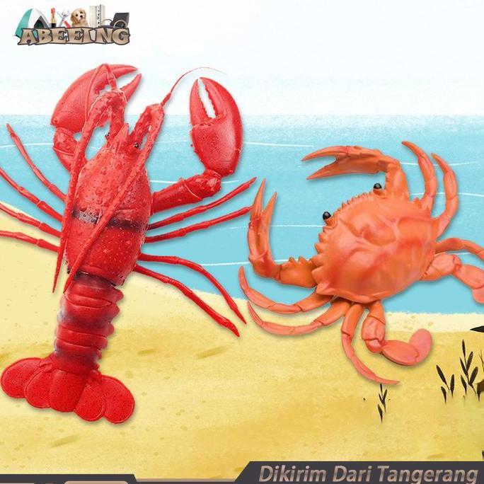 CIEN Mainan Kepiting Lobster Karet Miniatur Animal Figure Bersuara