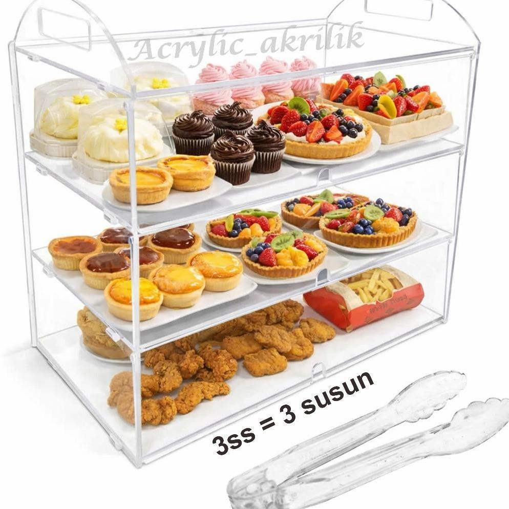(SALE) ETALASE KUE, RAK ROTI AKRILIK S3