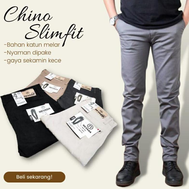 CUCI GUDANG 010 NEVADA- celana chinos panjang pria pensil street premium distro terbaru - CNB
