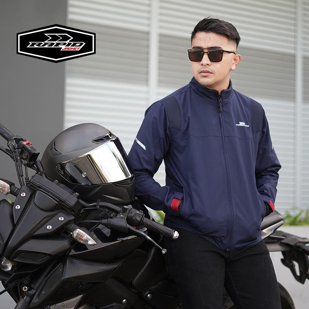 Jaket motor riding RAPID SKYLINE pria parasit premium jacket reflektif