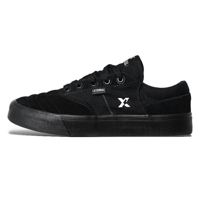hogiseller - xternalstepsure sepatu pria wanita all black kanvas suede kasual sneakers shoes bahan k
