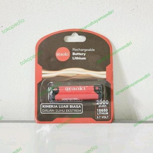 Baterai lithium 18650 2000 mAh original aoki
