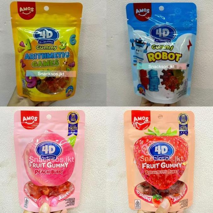 Torta- Amos 4D Gummy Robot / Arithmetic Games / Fruit Gummy Strawberry / Fruit Gummy Peach Jelly Can