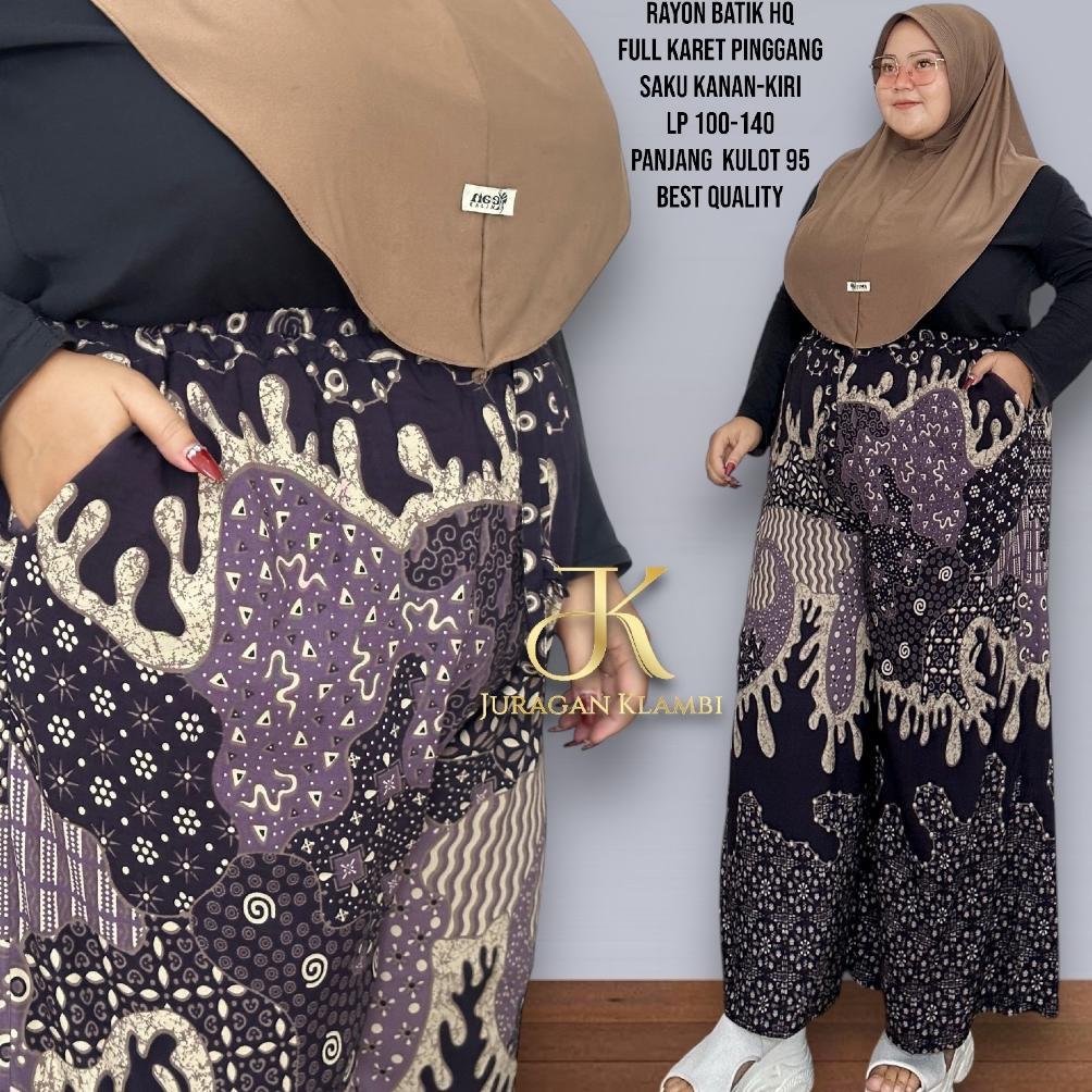 FAVORIT Celana Kulot Batik Bahan Rayon Premium Jumbo Free Bros By Juragan Klambi Muslim, Wanita, Pan