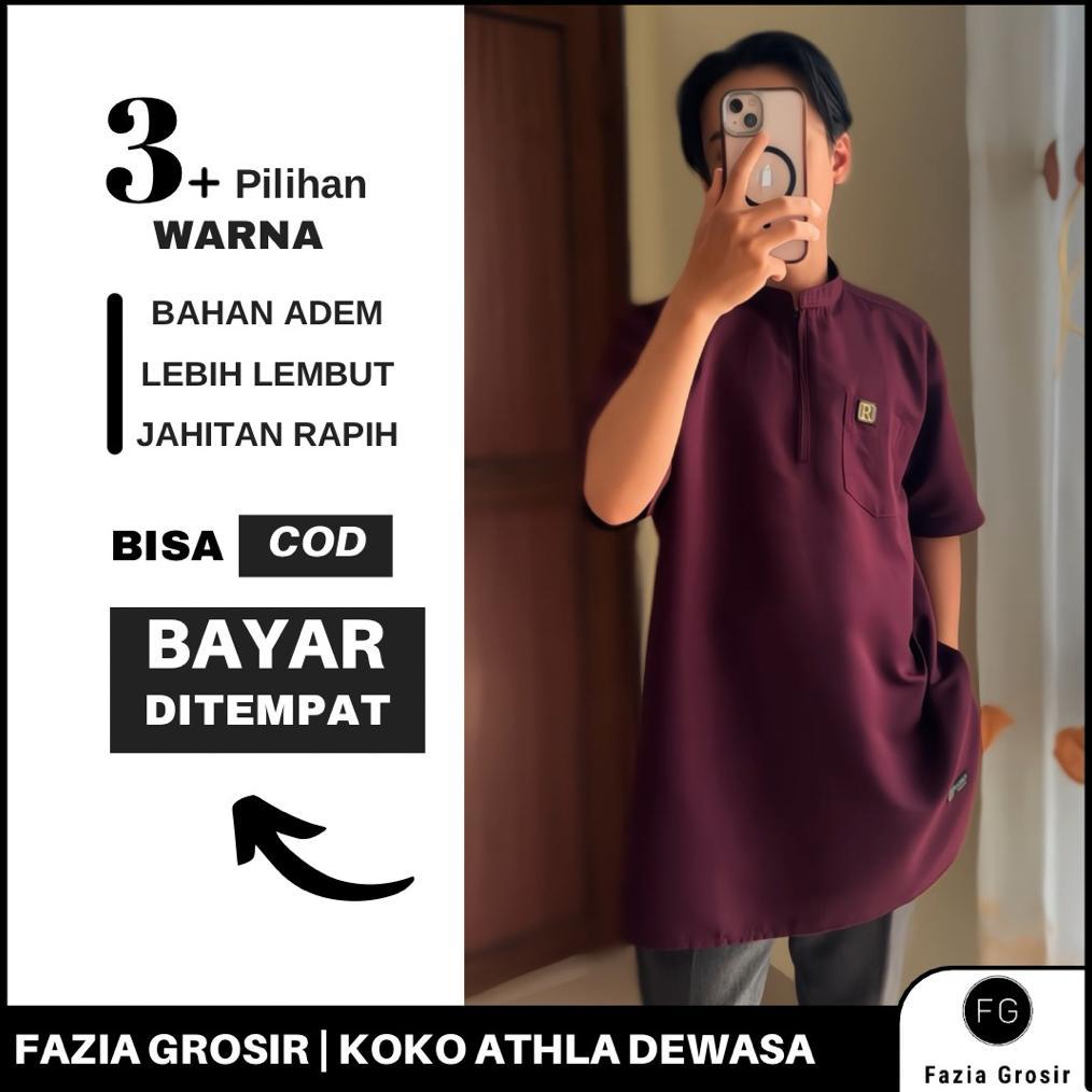 ORIGINAL FAZIA GROSIR - Koko ATHLA Dewasa by Rainan ORI - Kurta Dewasa Variasi Resleting Bahan Soft 