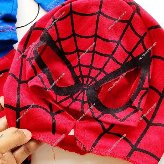 BAJU ANAK KOSTUM SPIDERMAN ADA TOPENG BAHAN KAIN KATUN UNTUK UMUR 1-10 TAHUN [terbaik]