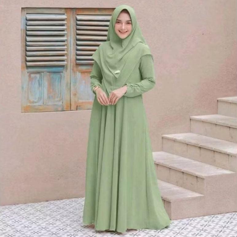 official baju gamis muslim wanita  mayra syar'i hijab dua layer cringkle terlaris