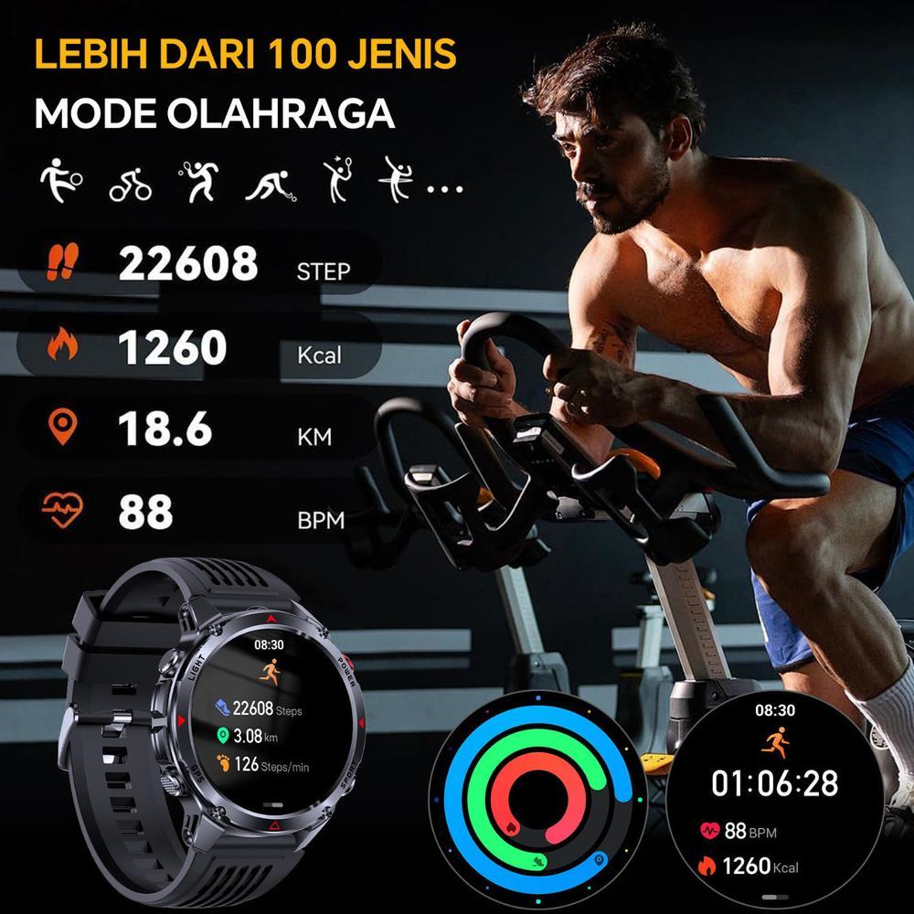 BESTPROMO Morein Plus Rock 2 GPS Smartwatch - GPS + Kompas | Tahan Air 3ATM | UV + Senter | 100+ Mod
