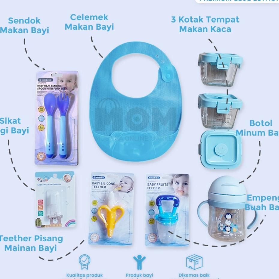 [Bisa Cod] 9In1 Baby Feeding Premium Set | Paket Lengkap Keperluan Mpasi Bayi 6Bulan | Paket Mpasi A