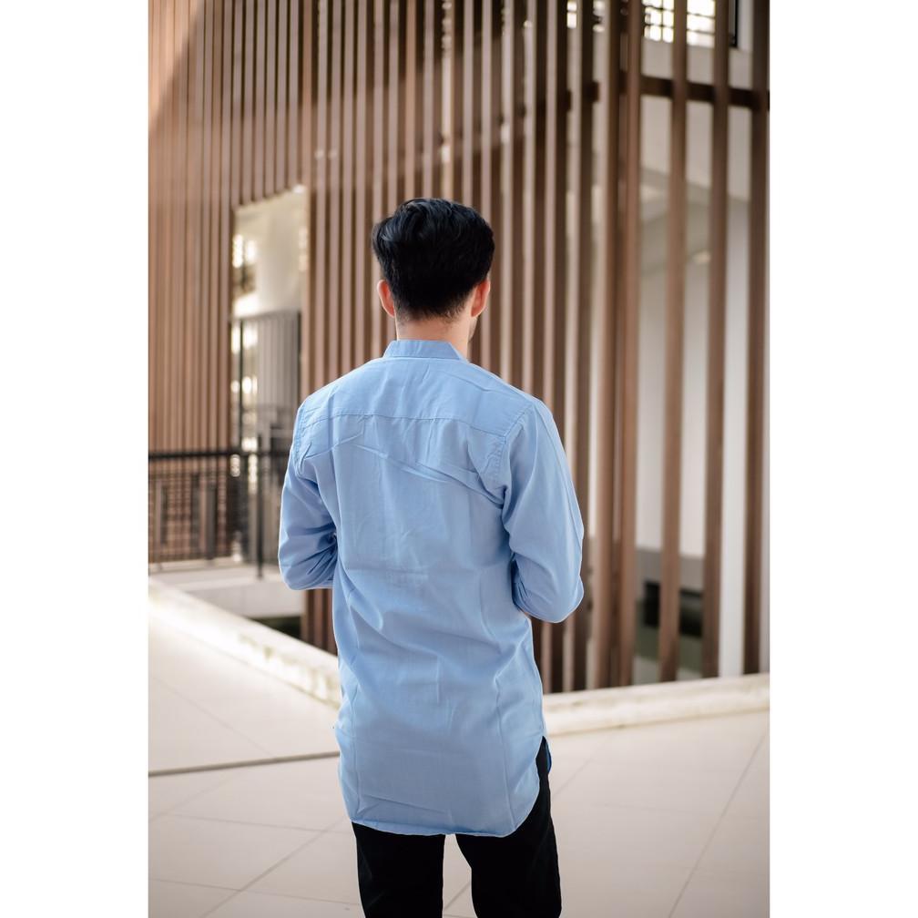 BIG SALE Baju Koko Kurta Lengan Panjang Warna Biru Muda Biru Laut Ada Big Size Banyak Warna
