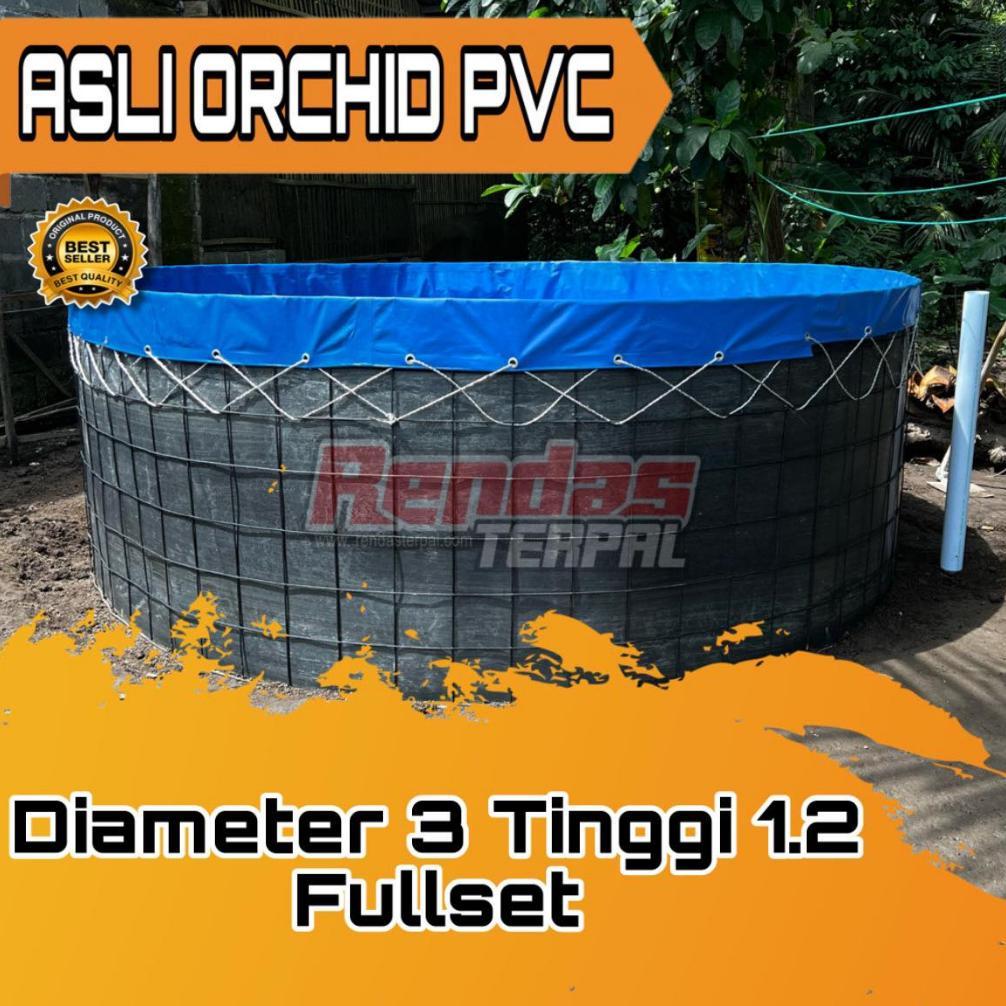 Kolam Terpal Bulat Fullset Orchid Diameter 3 Tinggi 1.2