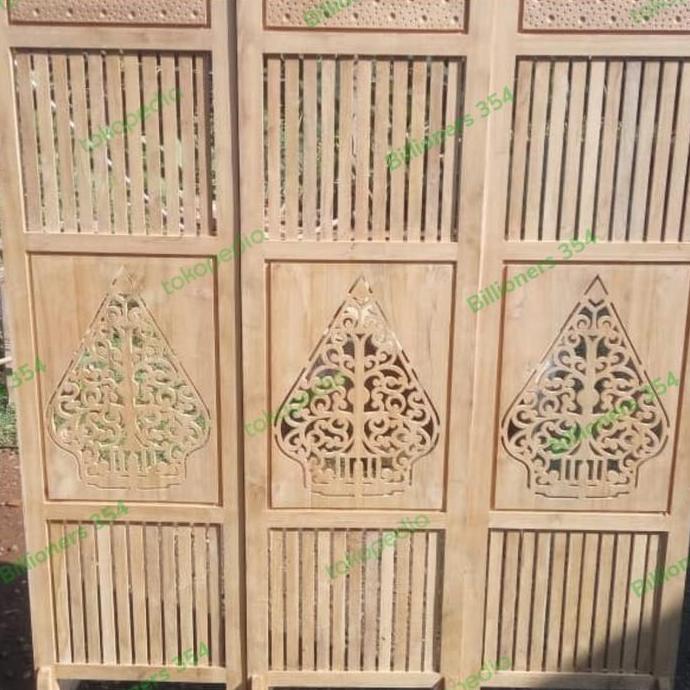 Penyekat Ruang Partisi sketsel yang Kayu Jati - MENTAH