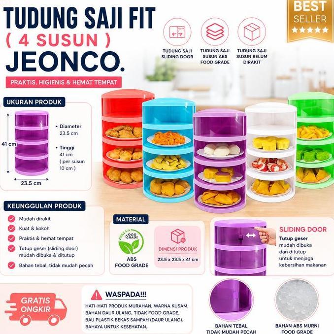 [COD] rak Tudung Saji FIT 4 Susun TANPA RING Lebih Tebal FOOD GRADE Cover Tempat Penyimpanan Makanan