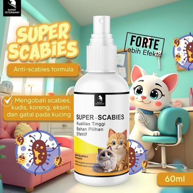 SUPER SCABIES - SOLUSI SCABIES KUCING 60ML - ATASI SCABIES KELINCI KUCING - UNTUK GUDIG HEWAN BEST P