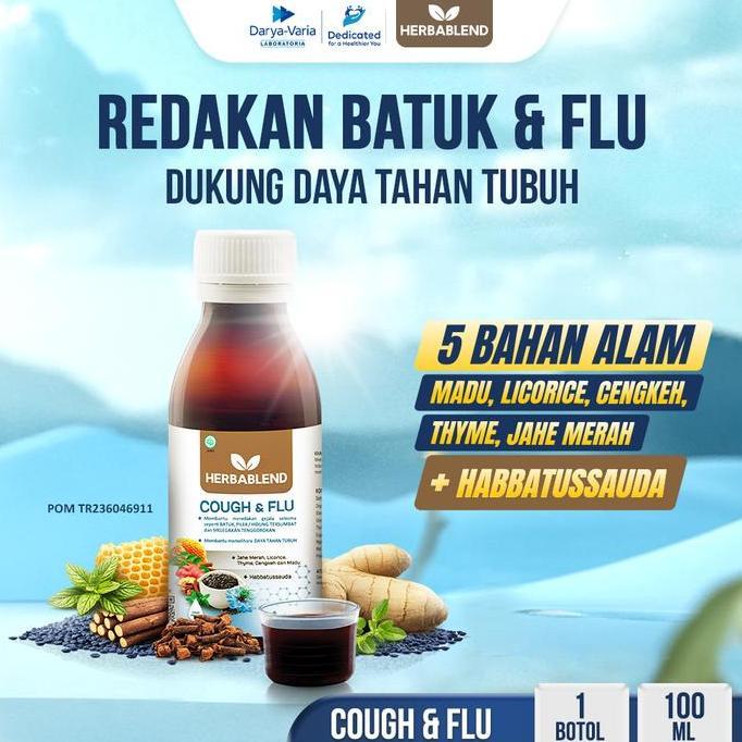 Herbablend Cough & Flu (1 botol x 100 ml) Suplemen Kesehatan Habbatussauda | obat batuk herbal | oba