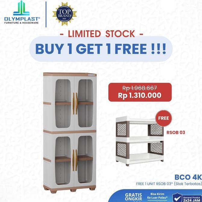Olymplast BCO 4K / Lemari Serbaguna Plastik / Lemari Pakaian / Lemari Hias / Lemari Buku