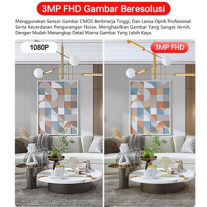 XIHANCAM CCTV Indoor Wifi 3MP Camera 360 CCTV Rumah IP Kamera Murah CCTV Wifi Jarak Jauh Lewat HP