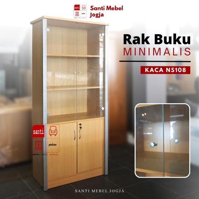 Rak Buku Lemari Buku minimalis Kaca NS108