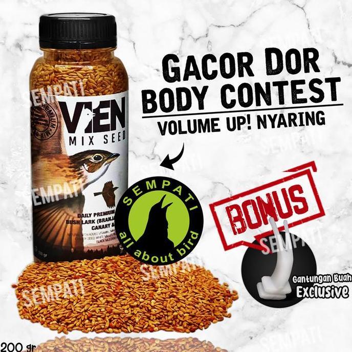 Sempati Pakan Vien Mix Seed Kemasan Botol Voer Pur Harian Lomba Burung Branjangan Kenari Finch Bush 