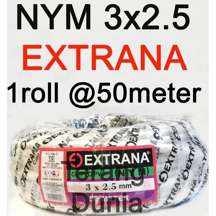 Kabel Listrik Tunggal 3x2.5 Extrana NYM 3x2.5 Kabel Extrana Nym 3x2.5