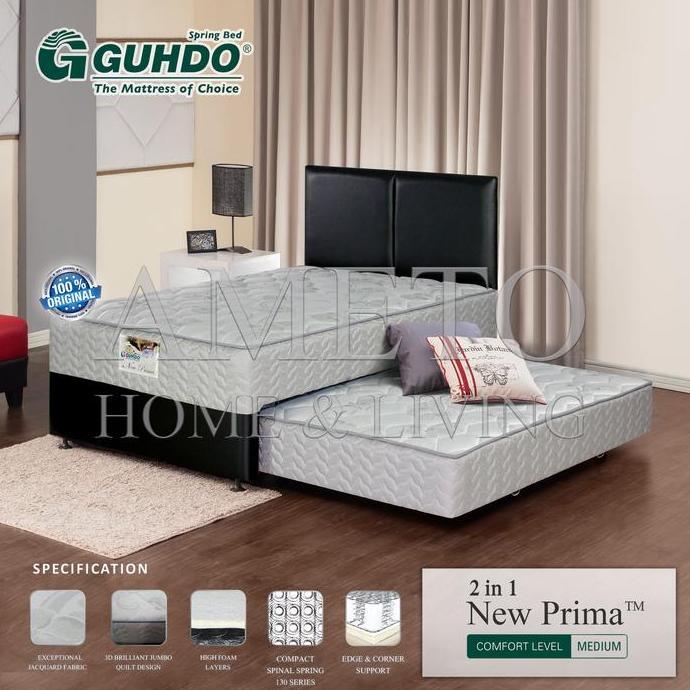 Guhdo Spring bed 2in1 New Prima 90 100 120 140 160 180x200 HB Atlantic Full set - Kasur Spring Bed
