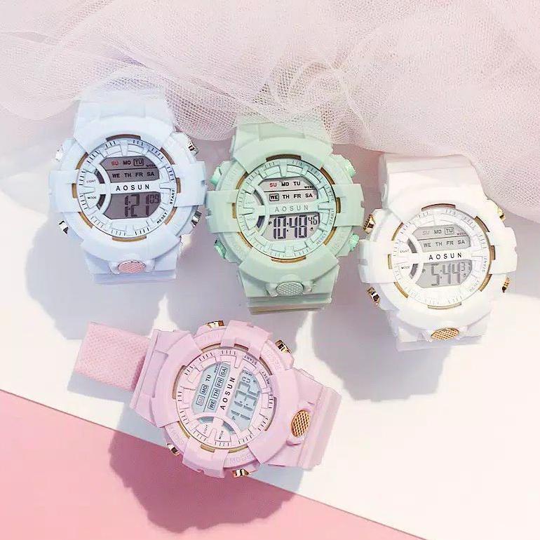 ORIGINAL (Terima Cod)Jam Tangan Wanita Digital 511 AOSUN Strap Rubber(Dikirim Jakarta)